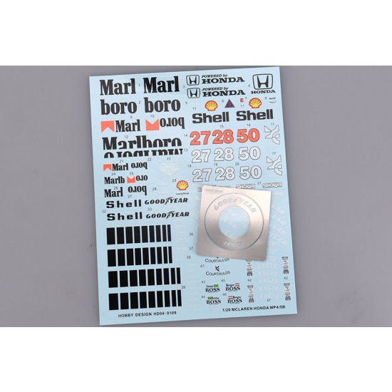 1/20 McLaren Honda MP4/5B Full Sponsor Decals for Tamiya kit (Decal+PE)