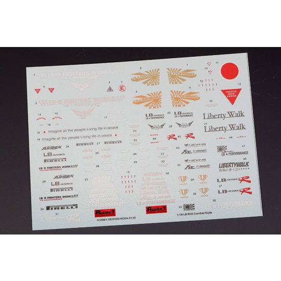 1/18 LB Nissan R35 Combat Style Logo for Hobby Design kit HD03-0314 (Decals+PE)