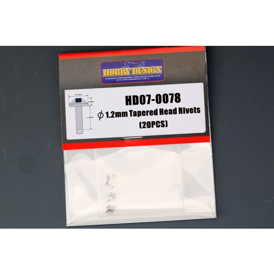 Hobby Rivets 1.2mm Tapered Head Rivets (20pcs) Hobby Design HD07-0078
