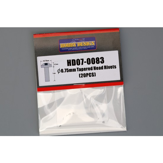 0.75mm Tapered Head Rivets (20pcs) for 1/24 models Hobby Design HD07-0083