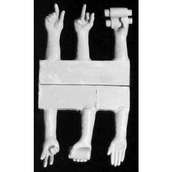 1/35 6x Right Hands - Saluting, Crude Gestures, Holding Can, Binoculars