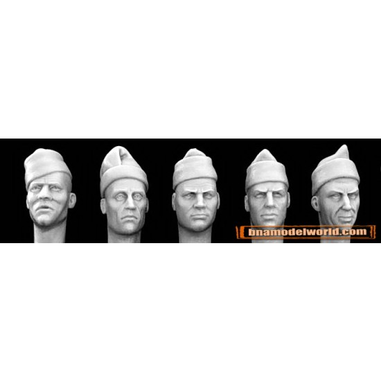 1/35 5x Heads with Commando Style Stocking Caps