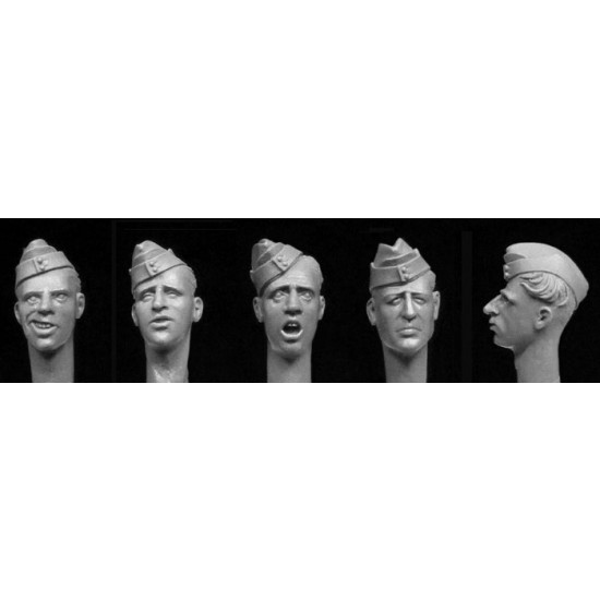 1/35 5x WWII British Heads in Sidecaps
