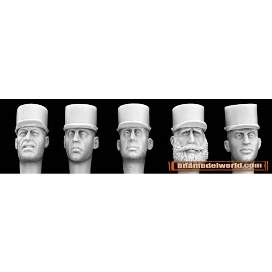 1/35 5x Heads with Modern Foreign Legion Kepi