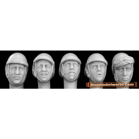 1/35 5x Different Heads with WWII French Tank Helmets