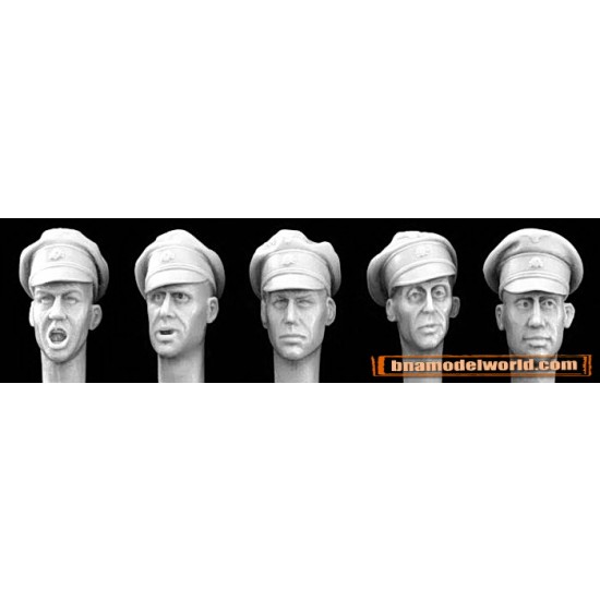1/35 5x Heads with German SS Officers' Crushed Caps