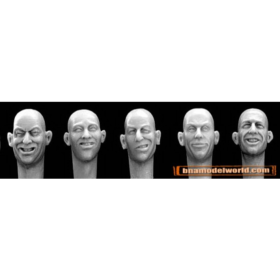 1/35 5x Different Bare Heads (Laughing, Joking)
