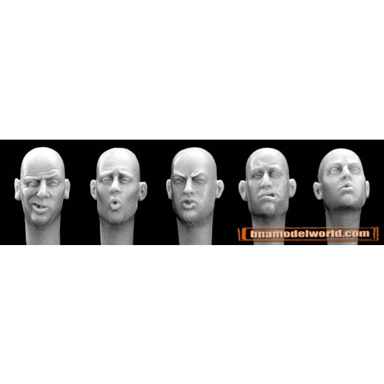 1/35 5x Heads, Smoking (make cigarettes, cigars with thin wire or sprue)
