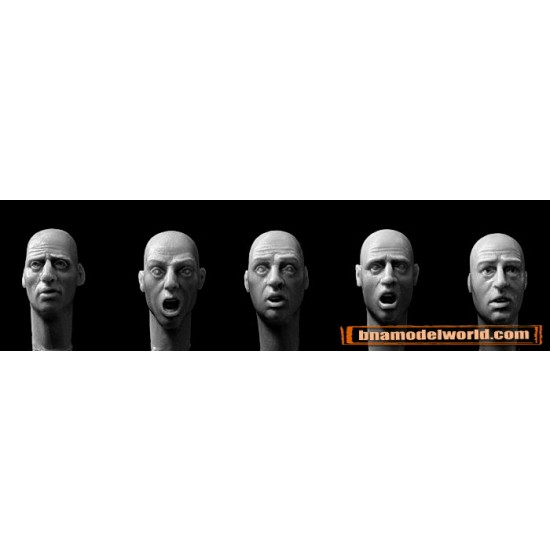 1/35 5x Heads with Anxious or Frightened Expressions