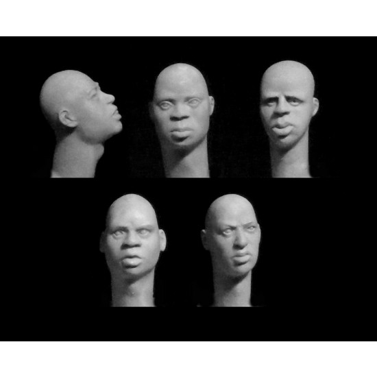 1/35 5x Bare Heads Black African Features