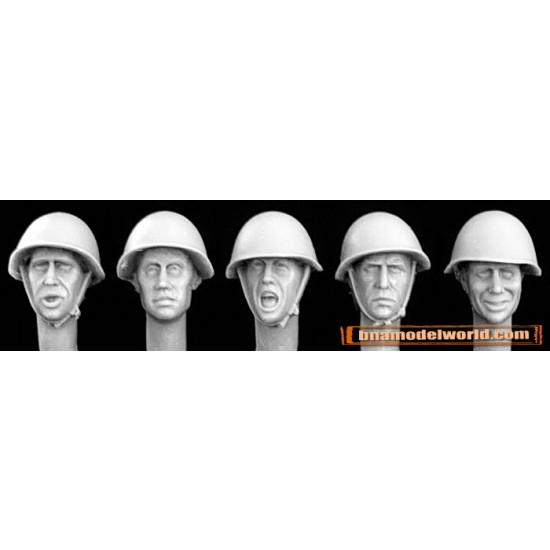 1/35 5x Heads with Soviet Helmets for WWII/Modern