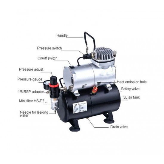 Airbrush Compressor with Pressure Gauge
