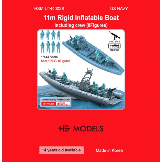 1/144 11m Rigid Infantable Boat with Crews