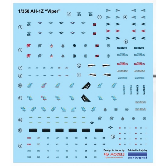 1/350 AH-1Z VIPER Decal for HS Models