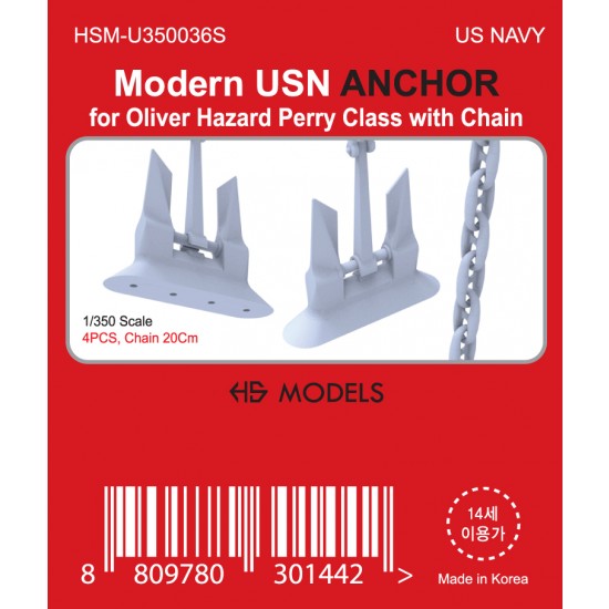 1/350 Modern USN ANCHOR (4pcs) for Perry Class with Chain