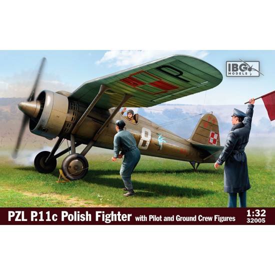 1/32 PZL P.11c Polish Fighter with Pilot and Ground Crew