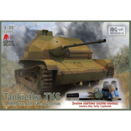 1/35 Tankietka TKS z NKM wz.38 FK-A 20mm w/Paints, Brush & Glue