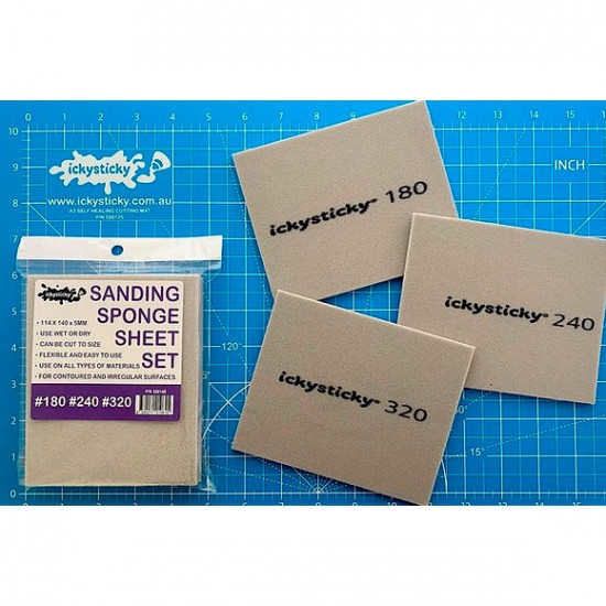 Sanding Sponge Set #180 #240 #320 (3 sheets, each: 114 x 140 x 5mm)