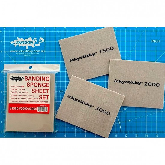 Sanding Sponge Set #1500 #2000 #3000 (3 sheets, each: 114 x 140 x 5mm)