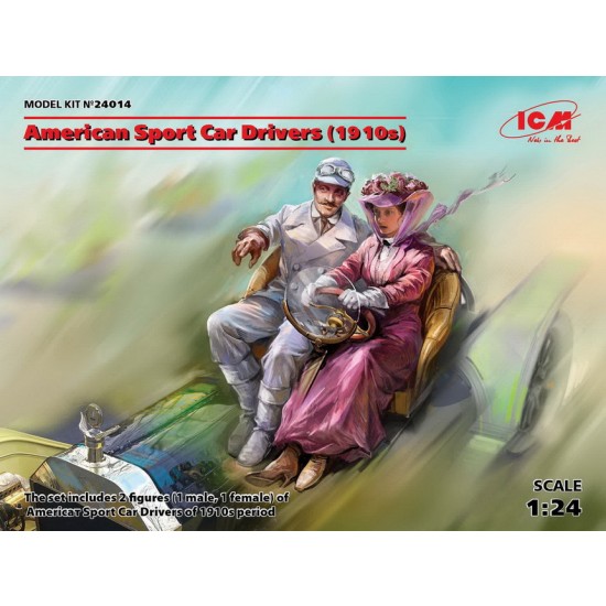 1/24 US Sport Car Drivers 1910s (1 male & 1 female figures)