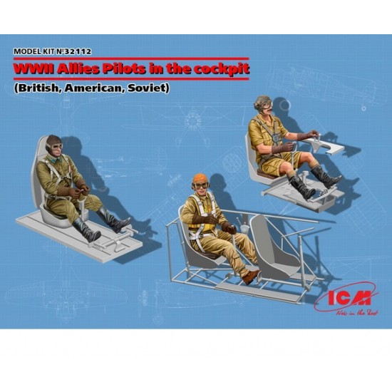 1/32 WWII British, American, Soviet Allies Pilots in the Cockpit