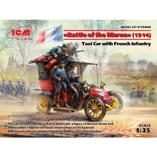 1/35 Battle of the Marne 1914 - Taxi Car w/French Infantry (1 car kit & 4 figures)