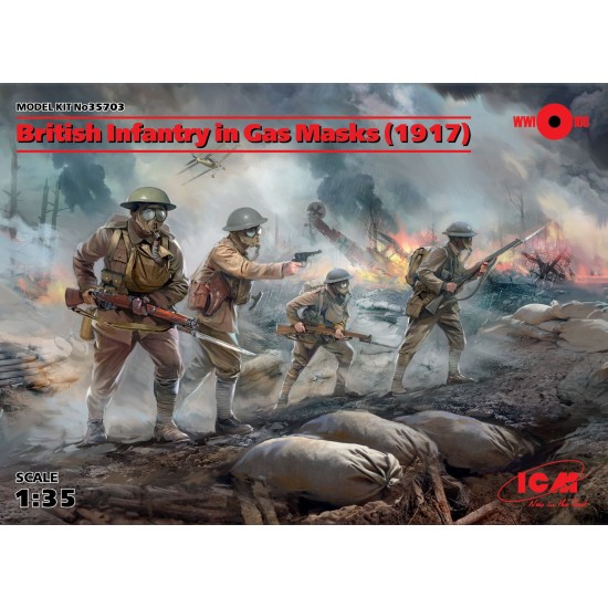 1/35 British Infantry in Gas Masks (1917, 4 figures)