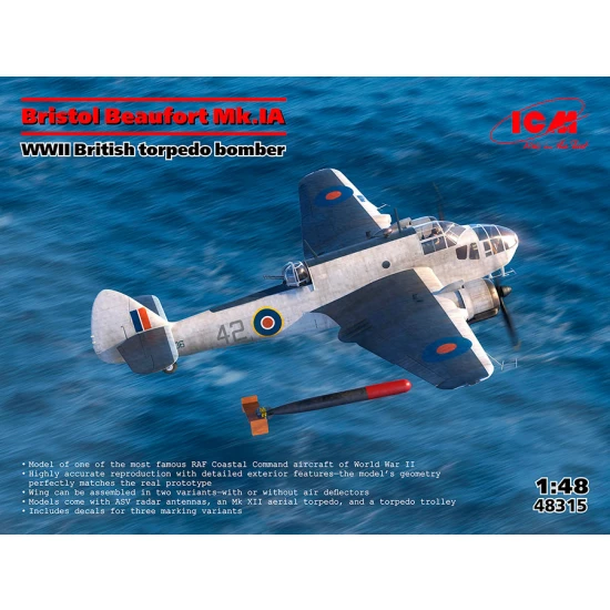 1/48 WWII British Bristol Beaufort Mk.IA Torpedo Bomber
