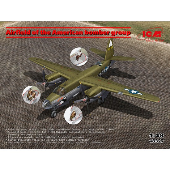 Bomber Unit Model 1/48 Airfield of US Bomber Group: B-26G Marauder, 4 USAAC Servicemen ...