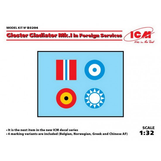 Decals for 1/32 Gloster Gladiator Mk.I/II in Foreign Services