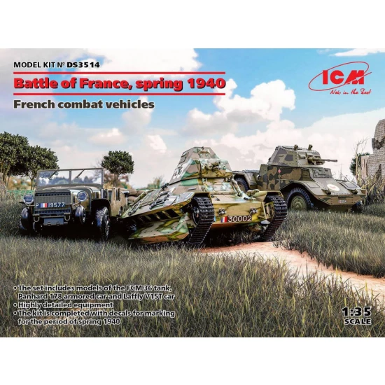 1/35 Battle of France, Spring 1940: Panhard 178 AMD-35, FCM 36, Laffly V15T
