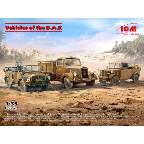 1/35 DAK Vehicles: L3000S Truck, Kfz.70 and Kfz.2