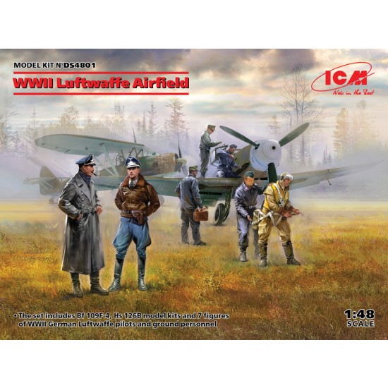 1/48 WWII Luftwaffe Airfield - Bf109F-4, Hs126 B-1 & 7 Figures