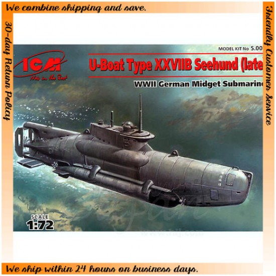 1/72 WWII German Midget Submarine Type XXVIIB U-Boat "Seehund" (Late)
