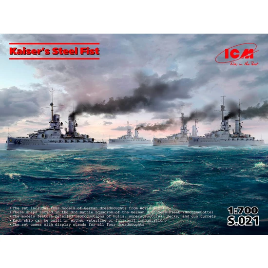 1/700 Kaiser's Steel Fist: WWI German Dreadnoughts (4 kits)