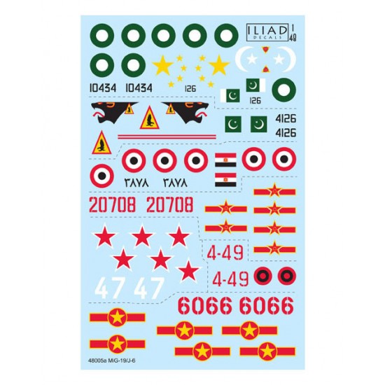 Decals for 1/48 Mikoyan-Gurevich MiG-19 / Shenyang J-6
