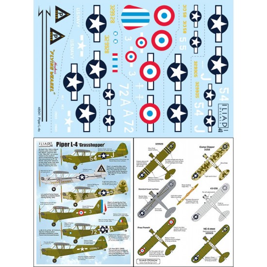 Decals for 1/48 Piper L-4s Grasshoppers