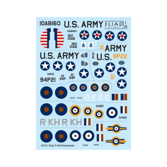 Decals for 1/72 Early Curtiss P-40 Warhawk / Tomahawk