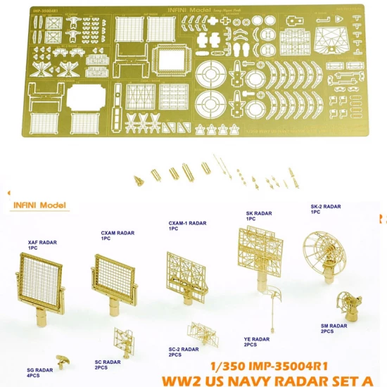 1/350 WWII US Navy Radar set (PE + Turned Brass Parts)