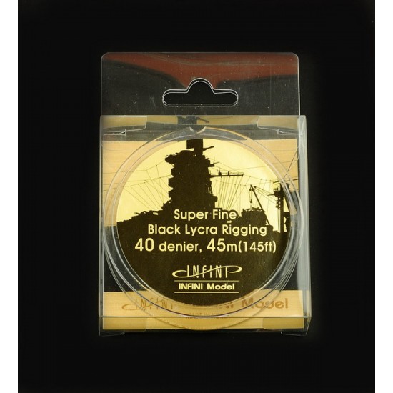 1/350 1/700 Black Lycra Ship Rigging 40 Denier #Super Fine (dia. 0.068mm, L: 45m/145ft)