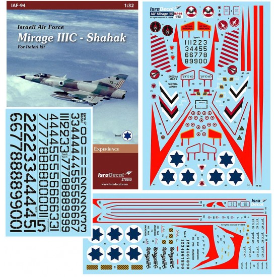 1/32 IAF Mirage IIIC Shahak Decals for Italeri kits
