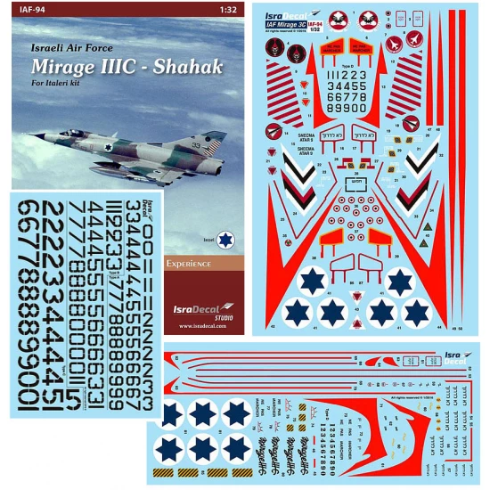 1/32 IAF Mirage IIIC Shahak Decals for Italeri kits