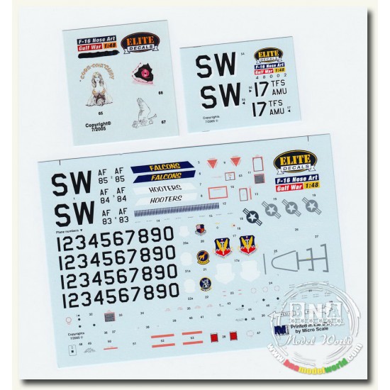 Decals for 1/48 F-16 Desert Storm OWL 363 TFW Gulf War Falcons &Nose Art