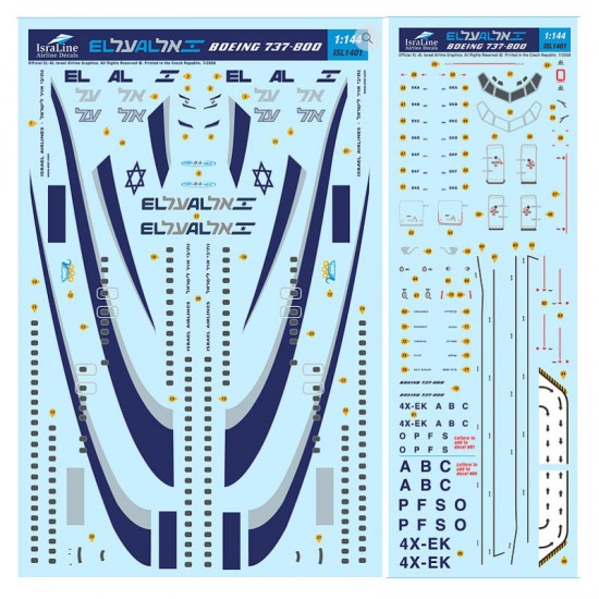 1/144 El-Al Boeing 737-800 Decals (Instructions: 4 pages)