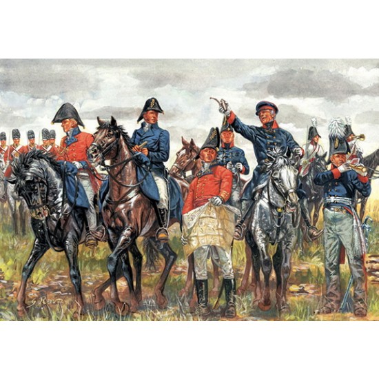 1/72 Waterloo British and Prussian Allied General Staff (18 Figures+16 Horses)