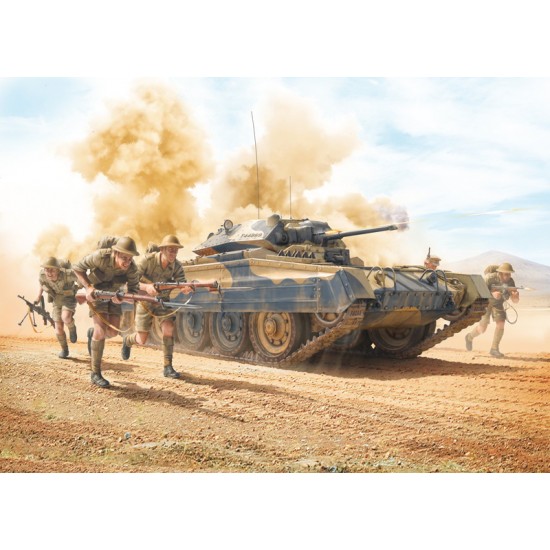 1/35 Crusader Mk II w/8th Army Infantry Rubber Tracks & 5 Figures