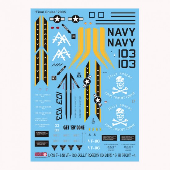 1/48 F-14B Tomcat VF-103 JOLLY ROGERS Final 2005 Decals for Hasegawa/Revell/HobbyBoss