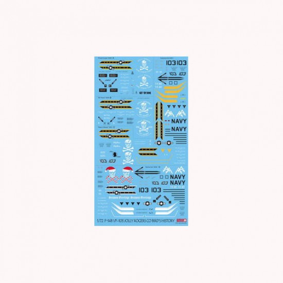 Decals for 1/72 Grumman F-14B Tomcat VF-103 Jolly Rogers CO BIRD's History