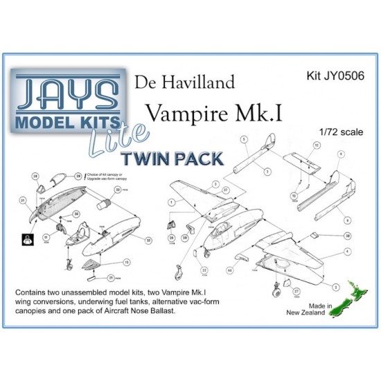 1/72 de Havilland Vampire Mk.I (Lite) Twin Pack
