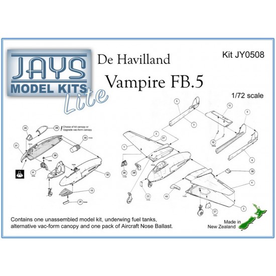 1/72 de Havilland Vampire FB.5 (Lite) Single